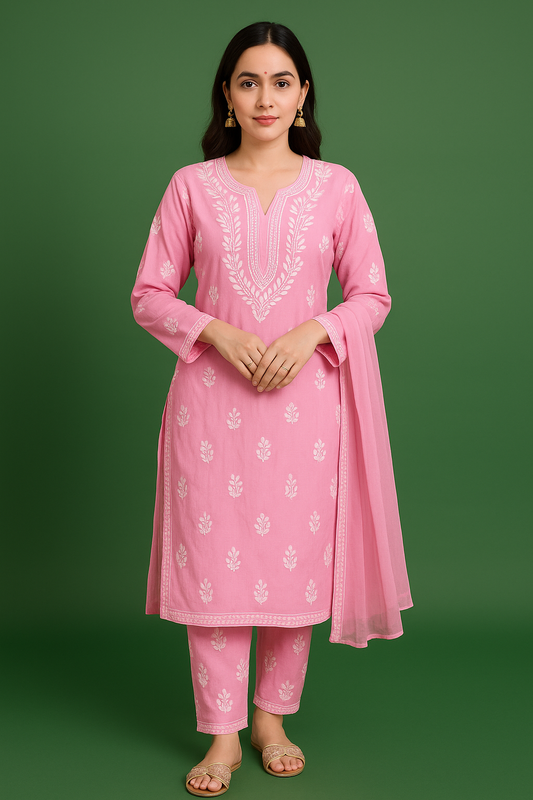 Gulal chikankari kurta set